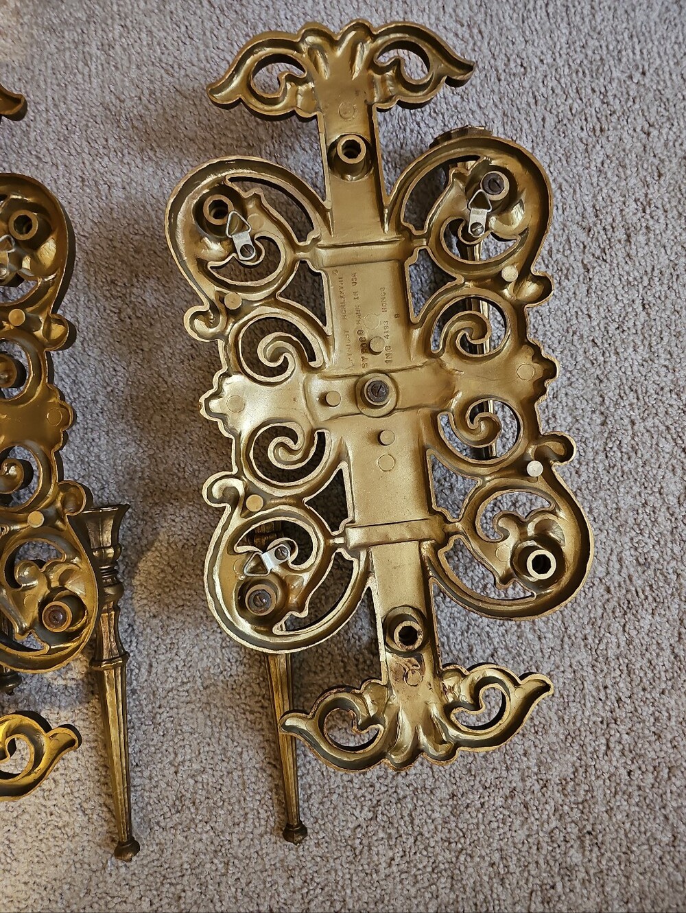 PAIR HOMCO DART 4193 GOTHIC ORNATE WALL CANDELABRA CANDLE HOLDER SCONCES - Picture 8 of 9